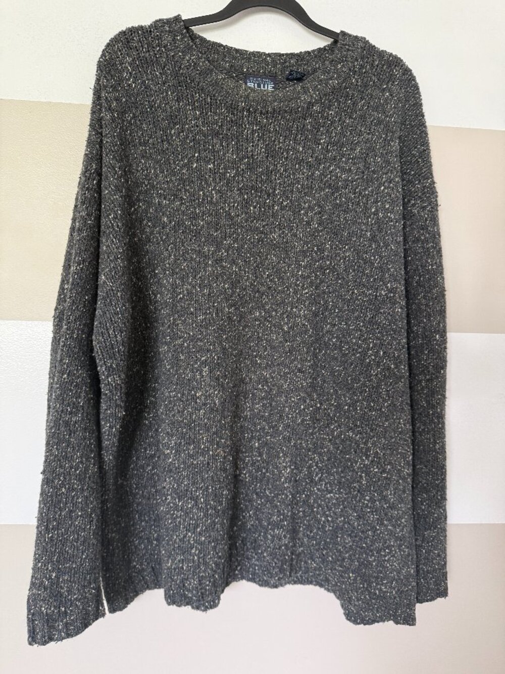 Vintage Structure Gray Wool Silk Crewneck Sweater Mens XL